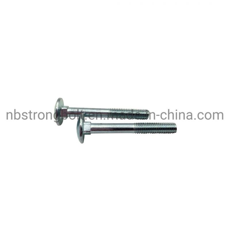 DIN603 Mushroom Head Square Neck Bolt Cl. 4.8 with White Zinc Plated Half Thread