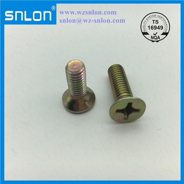 Phillip Countersunk Head Screw with Cross  Recessed   Yellow Zinc