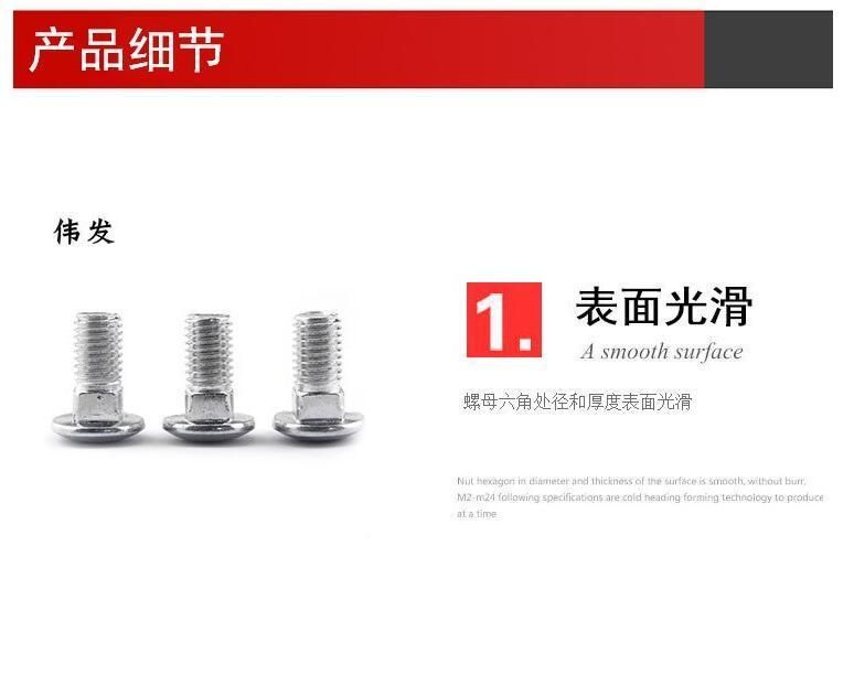 GB12 Stainless Steel 304 Carriage Screw Small Half Round Head Square Neck Bolt Shelf Screw M10 * 20-10 * 100
