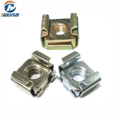 Size M6 Yellow Zinc Plated Spring Steel Square Cage Nuts