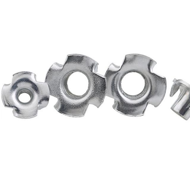 Manufacturers Wholesale DIN1624 4 Prong Insert T Nut Stainless Steel Four Claw Tee Nut for Screw