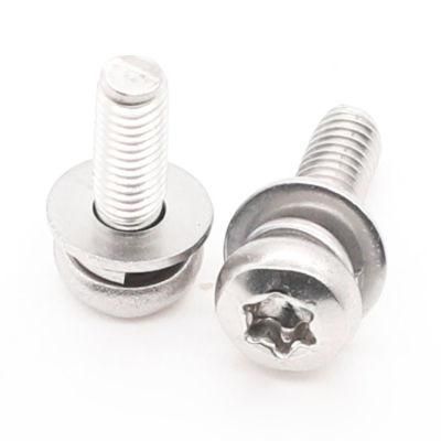 Stainless Steel Fastener Assemblies Hex Socket Cheese Head Three Part Combination Screw with Spring Washers Combination Bolt
