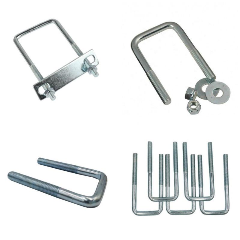 Blue White Zinc Plated U Bolt Galvanized Steel Pipe Clamps