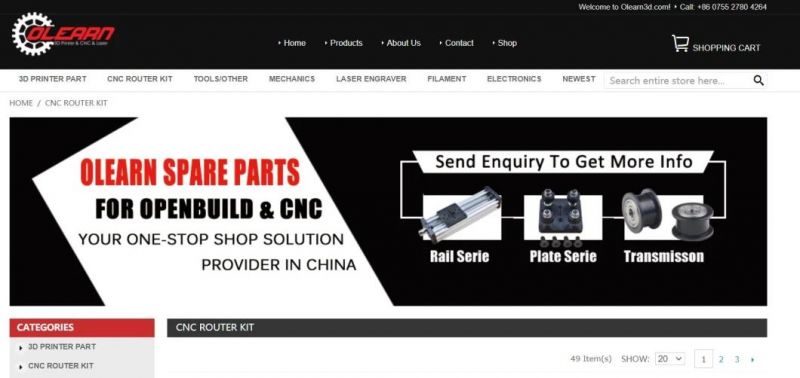 Olearn CNC Parts V-Slot 20X20 Linear Rail Black