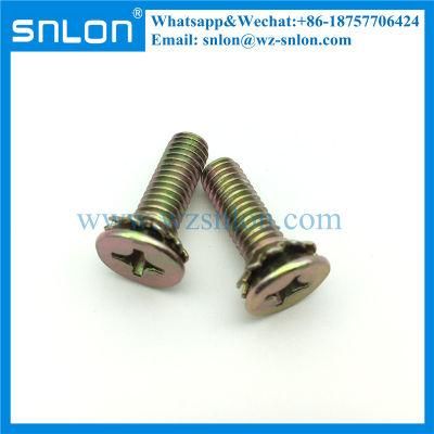 Yellow Zinc Steel Phillip Head Screw with Serrated Washer