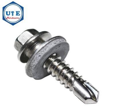 Stainless Steel Hex Washer Head Self Drilling Screw with Grey EPDM Bond Washer Roofing Screw Tapping Screw Thread