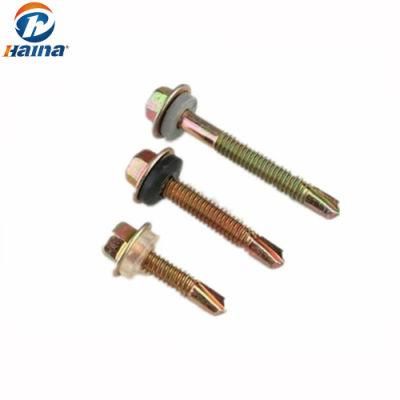 Zinc Plated Hex Flange Head Self-Drilling Screw with EPDM Washer
