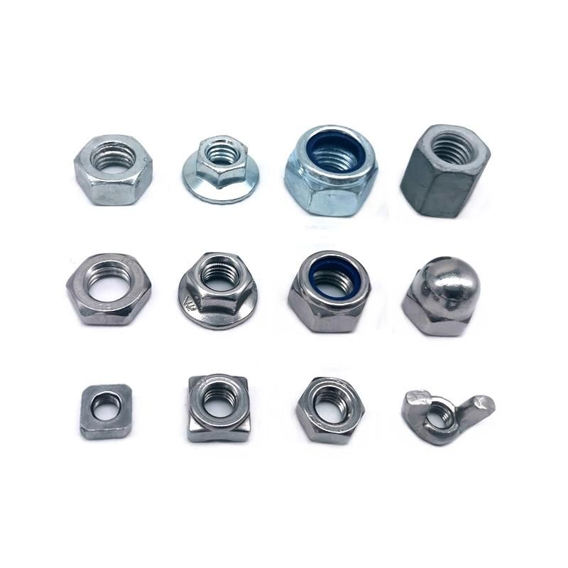Carbon Steel Stainless Steel Hex Flange Nut Cap Nut Wheel Nut Hex Nut Rivet Nut Lock Nut Wing Nut Cashew Nut Heavy Hex Nut Inconel Nut Square Nut DIN934 DIN985