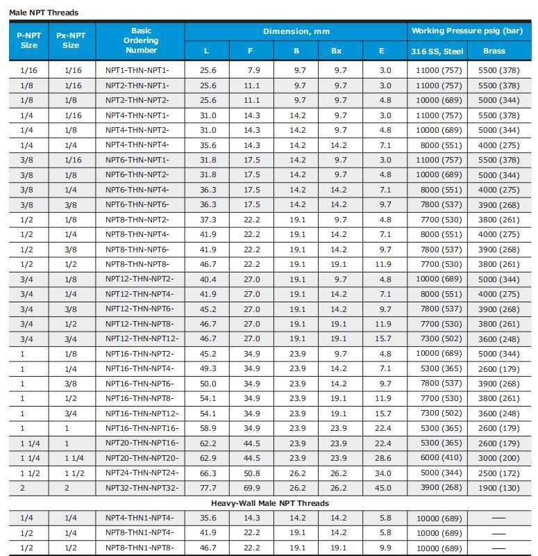 Hikelok Stainless Steel Brass NPT BSPP Instumentation Pipe Fitting Hex Nipple