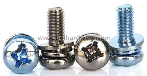 Carbon Steel Phillips Pan Head Sems Screw with Spring & Flat Washers