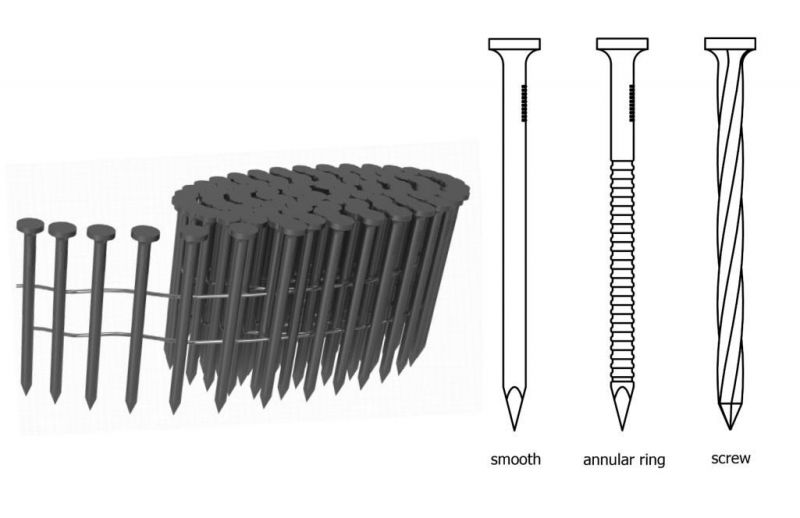 15 Degree 2-1/4 Inch X 0.099 Inch Galvanized Wire Collated Coil Nails