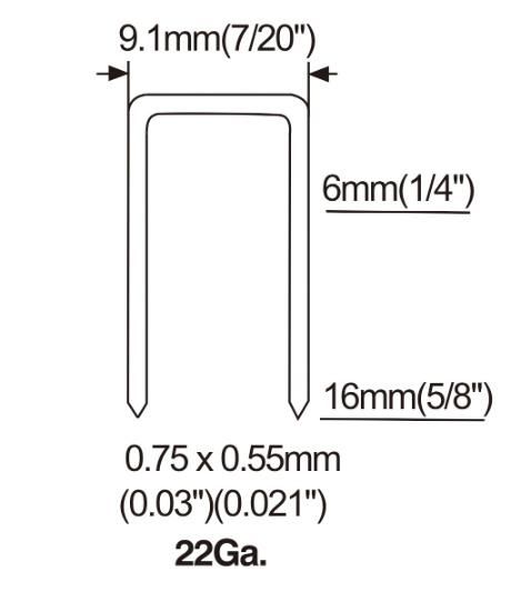 22gauge 7/20" Fine Crown Air Staple Pneumatic Staple 7116