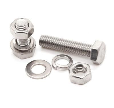 M6 M8 M10 M12 201 Stainless Steel Hexagon Nut Bolt with Spring Flat Washer