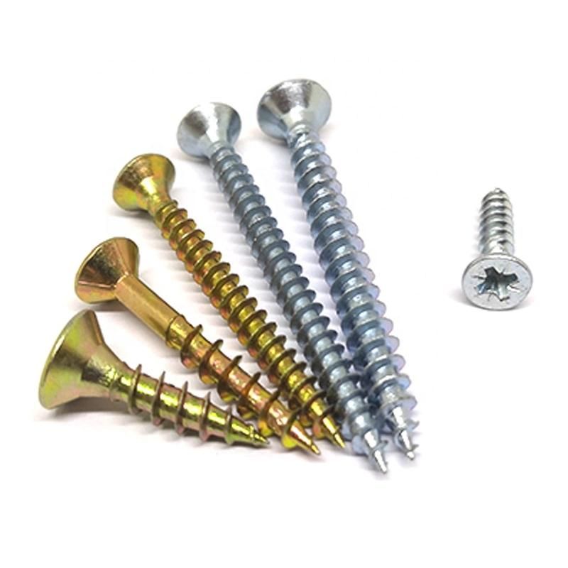 Angola Tanzania Colombia Market/DIN7505 Double Flat Head Pozi Drive Chip Board Yellow Zinc Chipboard Screw