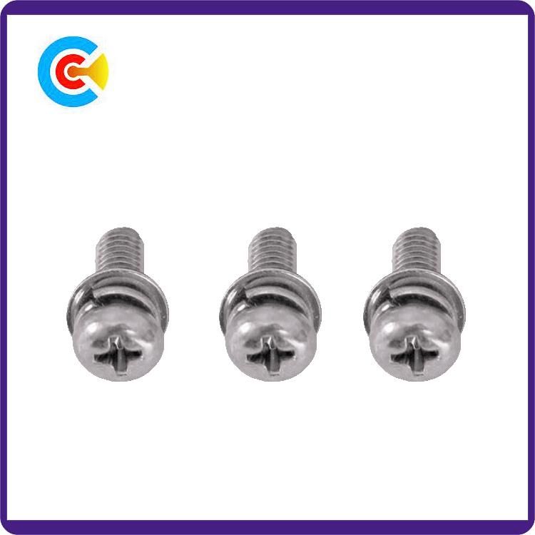 Stainless Steel M6 Pan Head Cross/Phillips Screws with Washer/Spring