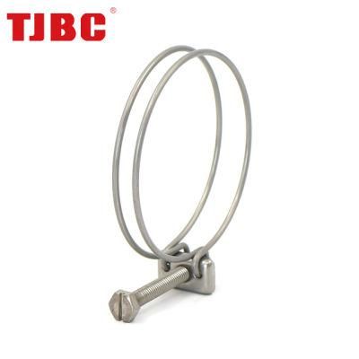 Galvainzed Carbon Steel Double Wire Style Adjustable Sure Sealing Corrugated Hose Clamp