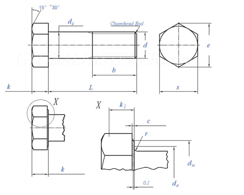 High Tensile Furniture Hardware Grade 4.8 DIN 931 Galvanized Carbon Steel Hex Bolt