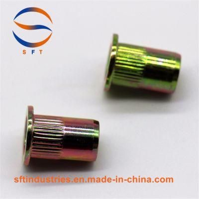 M8 Plated Flat Head Knurled Round Body Rivet Nut ISO13918