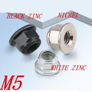 DIN6923/GB6177 M5 Yellow Plated, Blue White Zinc Palte, Hot Zinc Plate or Black Hex Flange Cap Serrated Lock Nut