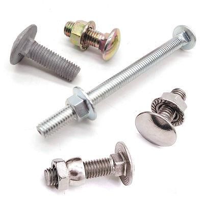 Stainless Steel SS304 SS316 Carbon Steel Gr. 4.8/6.8/8.8 Blue White Color Yellow Black Zinc Plated Carriage Bolt