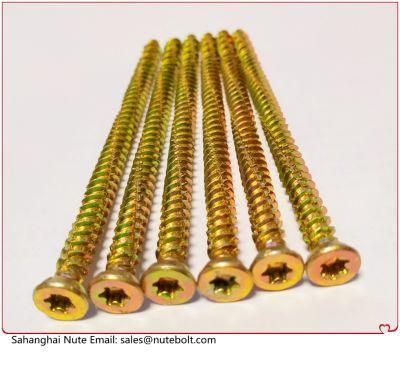 Torx Pozi, Concrete Screws, Hi-Lo Thread, 6 Nibs, Yellow Zinc Plated or Zinc Plated, 7.5X202