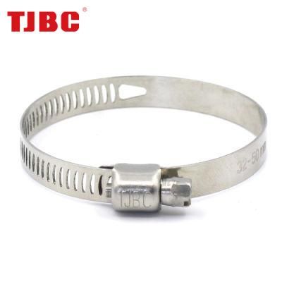 OEM&ODM 8mm Perforated Adjustable Half Steel Small American Type Automotive Water/Gas/Oil Pipe Worm Gear Hose Clamp, 14-27mm