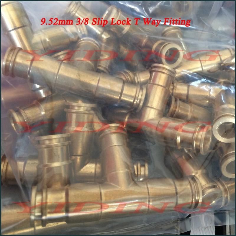 Misting Tee Push Slip Lock Fitting High Pressure Fogging Machine Slip Lock Tee Connector Brass Joint Fog Machine T Fitting Quick Slip T Joint Straight Fitting
