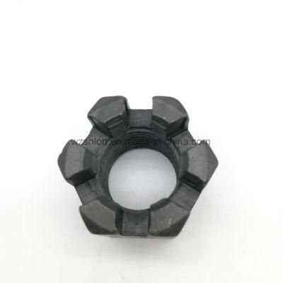 Black Finished Hex Slotted Nuts with Fine Pitch Thread