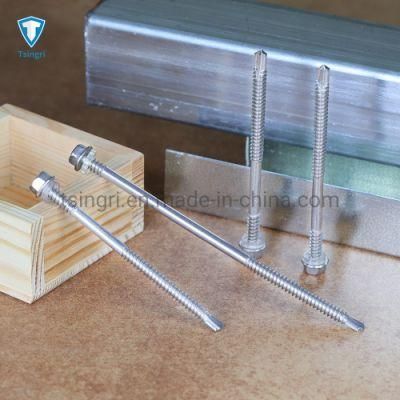 Stainless Steel AISI 410 Hex Indented Washer Head Self Drilling Screws with Lower and Topper Thread