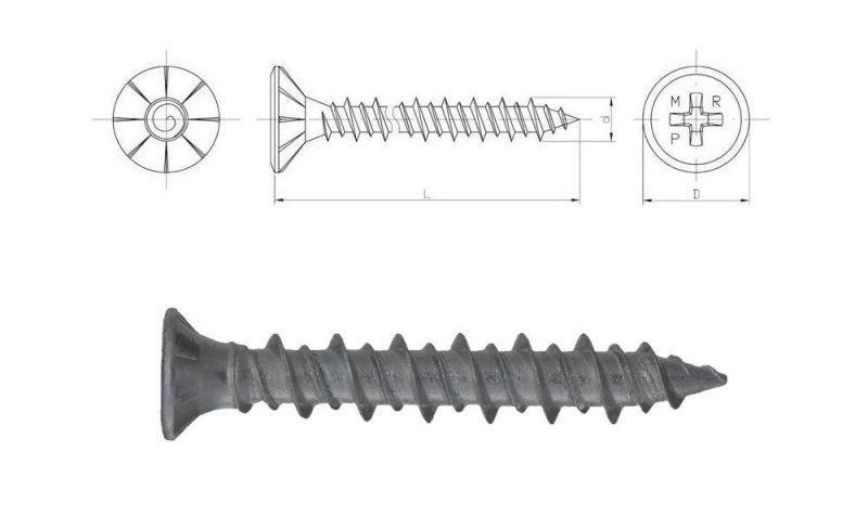 Zinc Plated /White Painted/Black Phosphated pH Cross Recess Drive Self Tapping Window Screw with Hilo Thread