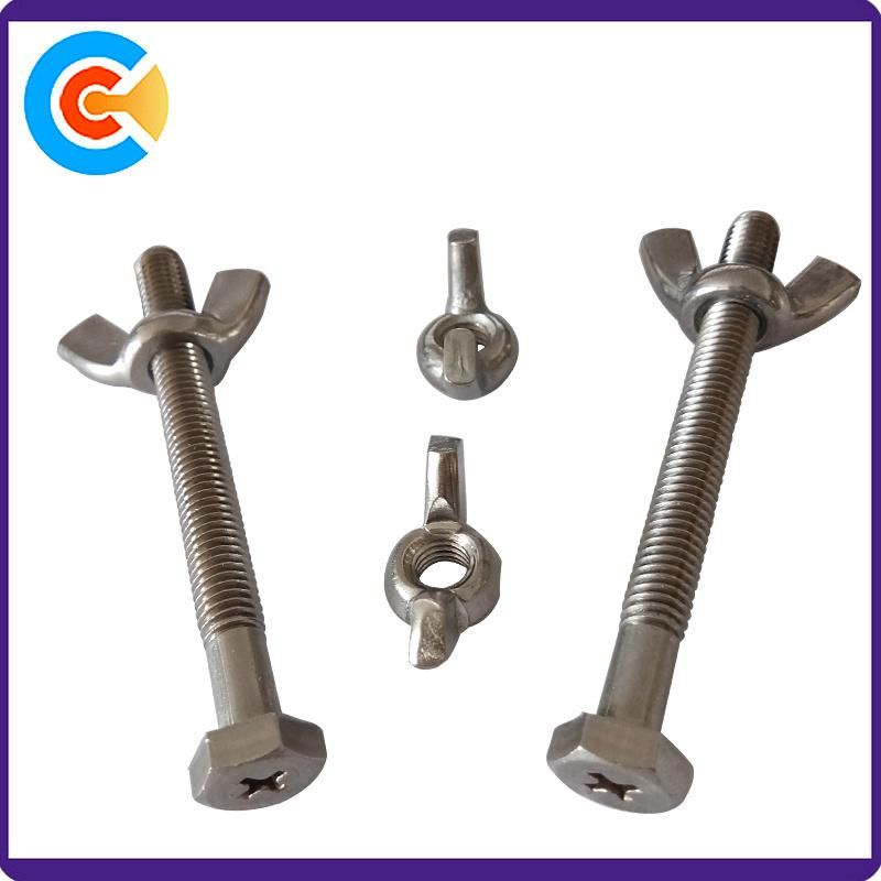 Steel M4 Wing Nut Hex Head Bolt