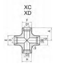 Hydraulic Hose Fittings Manufacturer Metric Male 24° L. T Cross Pipe Adaptors