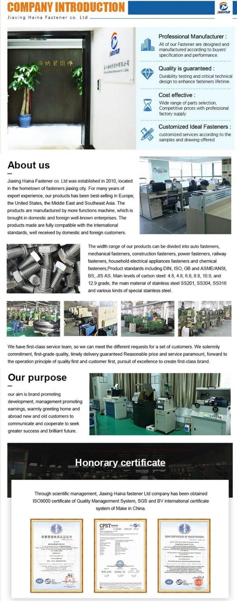 316 Stainless Steel Combinstion Screw Machine Screw with Washers