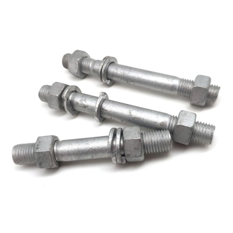 Grade 4.8 8.8 M8 M10 HDG Stud Bolt with Nuts and Washers for Power