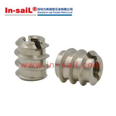 Self-Cutting Threaded Inserts for Wood and Soft Plastics Brass Bn 242