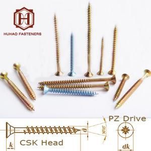 Csk Head Zinc Coated Yellow Color Pozi Drive Chipboard Screw