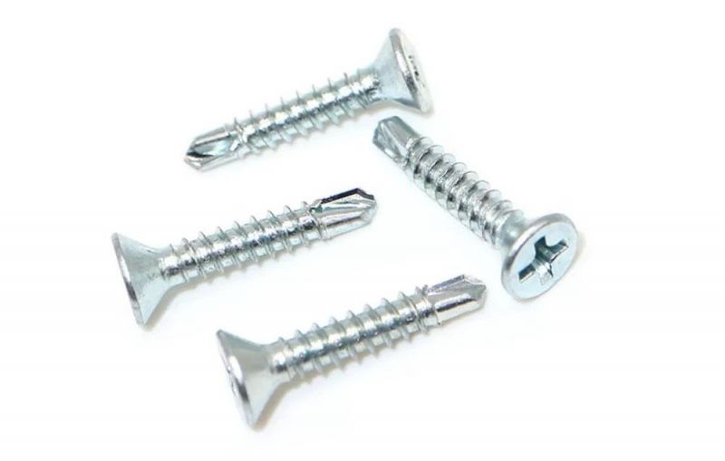 Flat Countersunk Head Phillips Drive Clear Blue Zinc Coating Fasteners Self Drilling Screw for Metal