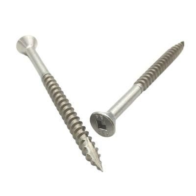 Stainless Steel T17 Flat Square Head Deck Screw Chipboard Screw with 4 Ribs