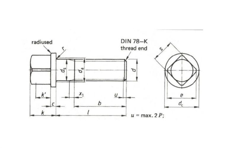 DIN478/DIN479/DIN480 Square Head Bolts with Collar
