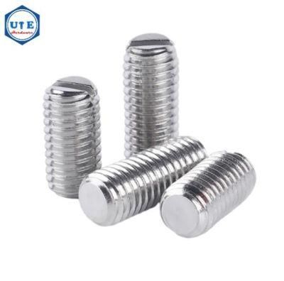 Hot Sales Yiwu Market Stainless Steel Grub Screws with Slotted Head Drive and Flat Point