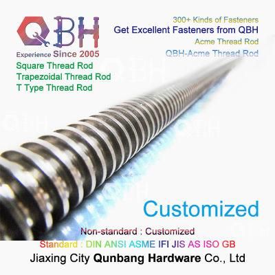 Qbh Standard Customized Low Medium Carbon Alloy Stainless Steel Heavy Duty Acme Roll Square Section All Thread Threaded Long Bar Lead Screw Rod