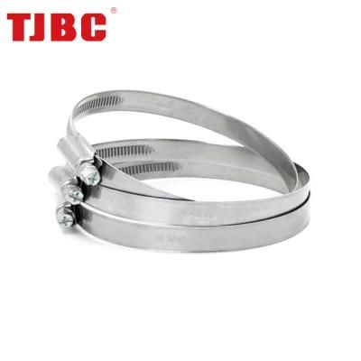DIN3017 W2 Stainless Steel Adjustable Non-Perforated Germany Type Tube Pipe Clip, Worm Drive Hose Clamp, 160-180mm