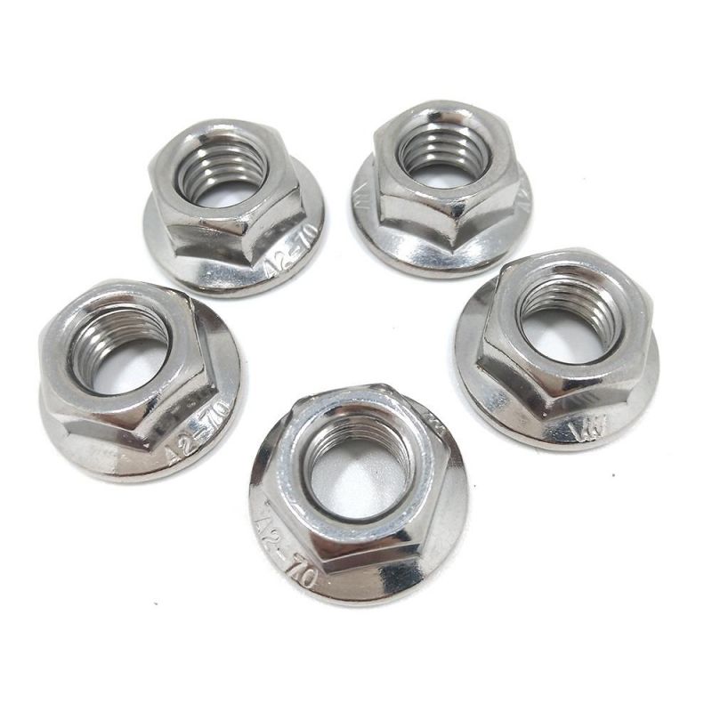 DIN6923 Stainless Steel 304 316 Serrated Flange Hex Lock Nut Fasteners
