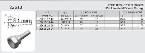 Hose Fitting Bsp Female 60° Cone Hydraulic Interlock Fittings