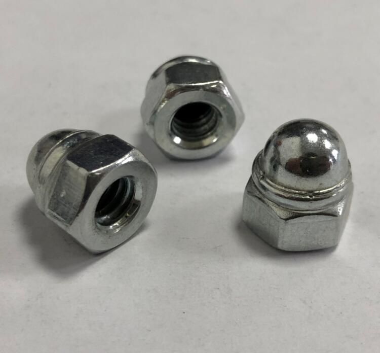 Carbon Steel Hex Domed Cap Nuts Welding Type with Non-Metallic Insert Zinc Plated
