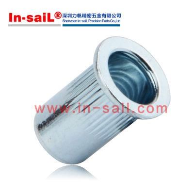 Countersunk Head Knurled Round Body Threaded Insert - Open End - Metric