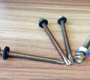 Self Drilling Screw, Zinc Plated, Hex Head, EPDM Washer
