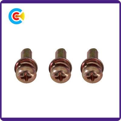 DIN/ANSI/BS/JIS Carbon-Steel/Stainless-Steel Cross Plate Head Combination Screws Multi-Colored Combination Screws