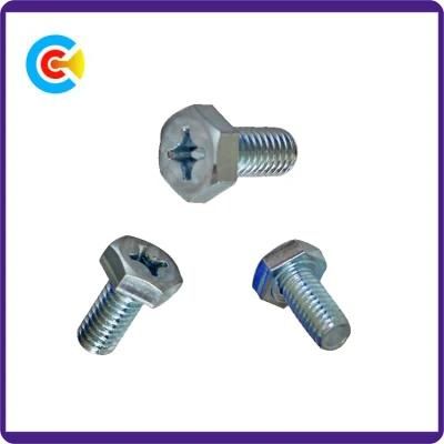 Galvanized M6 Cross Machinery Parts Fastener Hexagon Head Screws