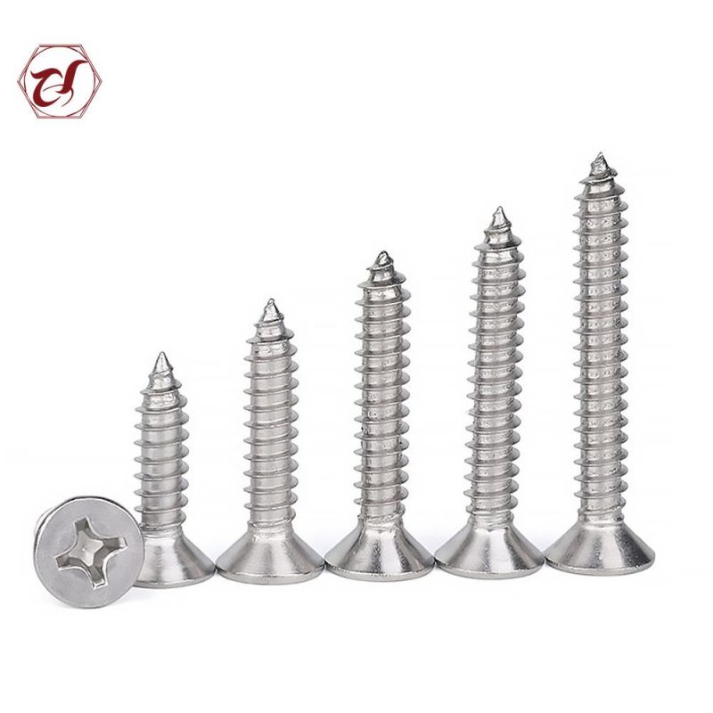 SS304 SS316 Cross Recessed Countersunk Head Tapping Screws DIN7982
